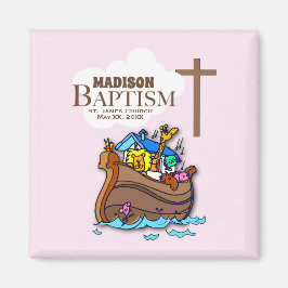 Anpassbar, Baby Girl Baptism Noah's Ark Magnet