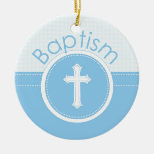 Anpassbar, blauer Junge Kind Gottes Taufe Keramik Ornament
