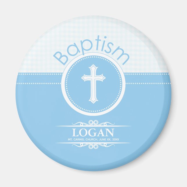 Anpassbar, blauer Junge Kind Gottes Taufe Magnet (Vorne)