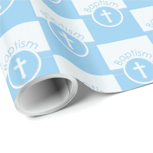 Anpassbar, Blaues Jungenkind Gottes Taufe Geschenkpapier