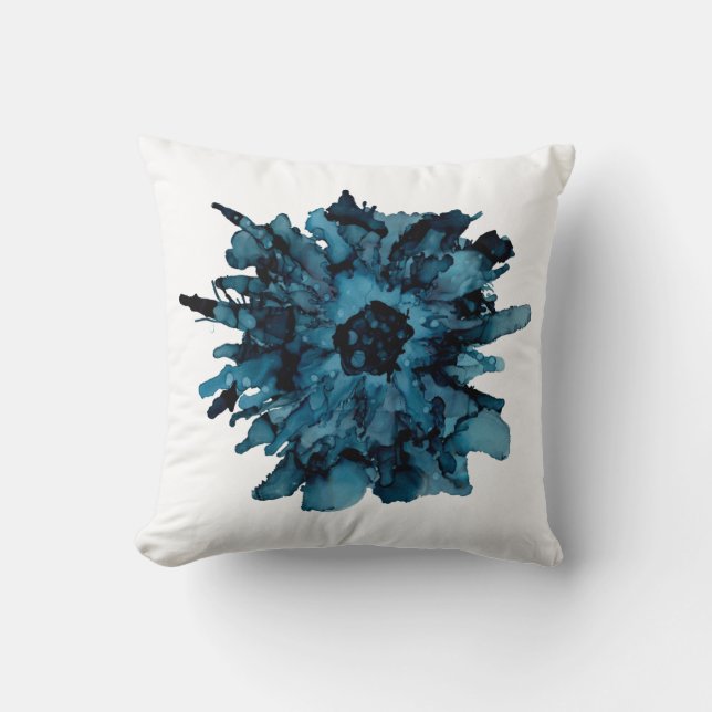 Anpassbar! Blue Spider Mum Floral Hand gemalt Kissen (Vorderseite)