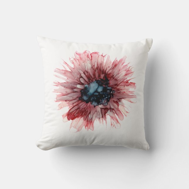 Anpassbar!! Burgund und Marine Dahlia Kissen (Vorderseite)