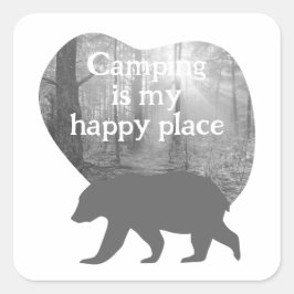 Anpassbar "Camping ist mein glücklicher Ort" Quadratischer Aufkleber
