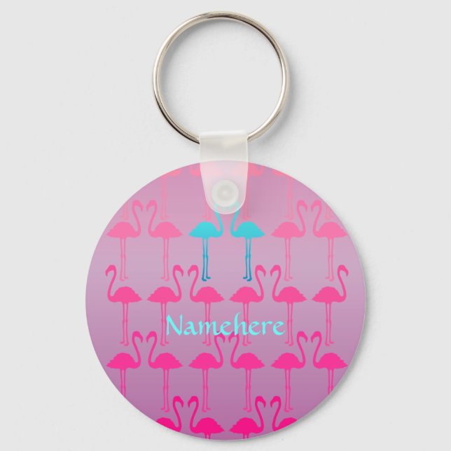 Anpassbar: Flamingo zwei Schlüsselanhänger (Vorderseite)