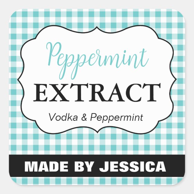 Anpassbar gebacken mit Liebe Label HM003_18sqv2 Quadratischer Aufkleber (Vorderseite)