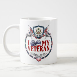 Anpassbar I Luv My Veteran 20oz Jumbo-Tasse