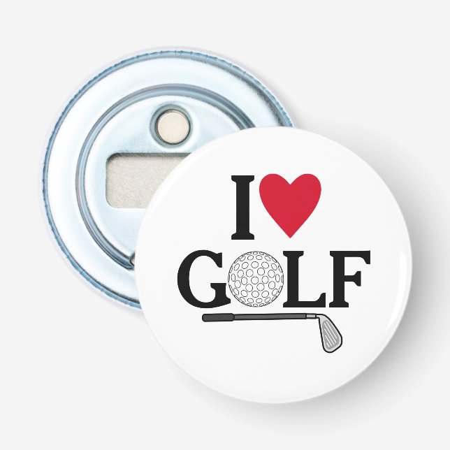 Anpassbar Ich liebe Golf Flaschenöffner (Vorderseite)