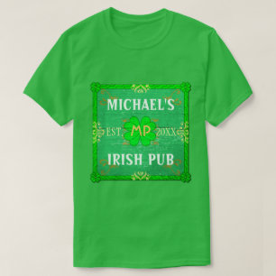 Anpassbar Ihr Name Irish Pub Grün T-Shirt