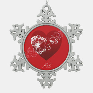 Anpassbar: Liebe Schneeflocken Zinn-Ornament