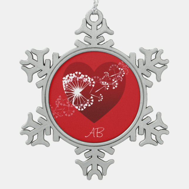Anpassbar: Liebe Schneeflocken Zinn-Ornament (Vorderseite)