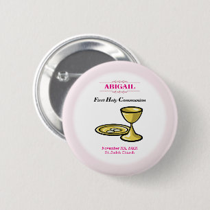 Anpassbar, Mädchen Kommunion Leib und Blut Button