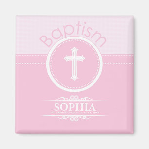 Anpassbar, Rosa Mädchen Kind Gottes Taufe Magnet