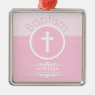 Anpassbar, Rosa Mädchen Kind Gottes Taufe Ornament Aus Metall