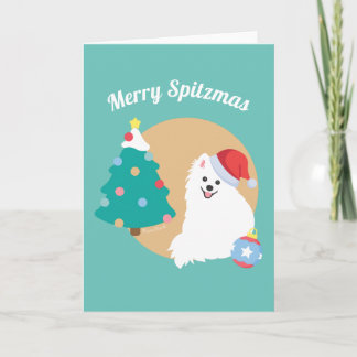 Anpassbar - Süßer Japanischer Spitz-Hund Weihnacht Karte