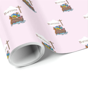 Anpassbar, Taufe der kleinen Mädchen Noahs Arche Geschenkpapier