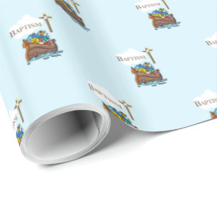 Anpassbar, Taufe Noahs Arche Baby Junge Geschenkpapier