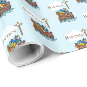 Anpassbar, Taufe Noahs Arche Baby Junge Geschenkpapier