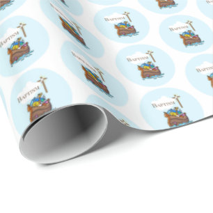 Anpassbar, Taufe Noahs Arche Baby Junge Geschenkpapier