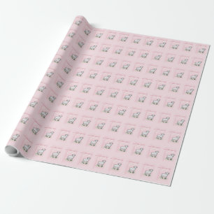 Anpassbar, Taufe, Rosa, Mädchen, Lamm Geschenkpapier