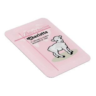 Anpassbar, Taufe, Rosa, Mädchen, Lamm Magnet