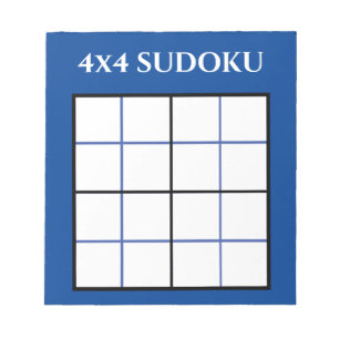 Anpassbare 4x4 Sudoku-Vorlage Blau Notizblock