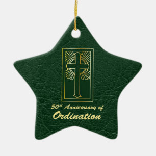 Anpassbare 50. Jahrestag der Ordination Green Keramik Ornament