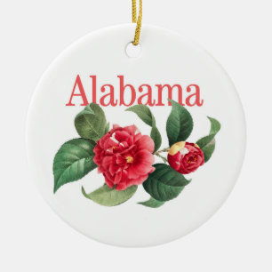 Anpassbare Alabama-Ornament mit Kamelien Keramik Ornament