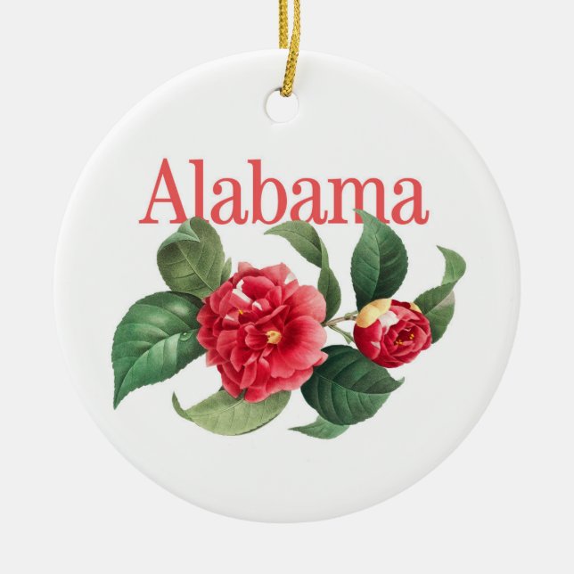 Anpassbare Alabama-Ornament mit Kamelien Keramik Ornament (Vorne)