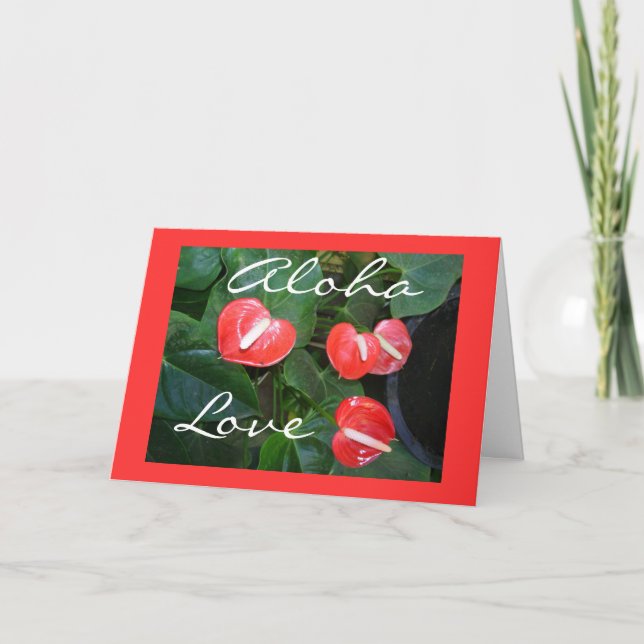 Anpassbare Anthurium-Liebe-Blumenkarte Karte (Vorderseite)