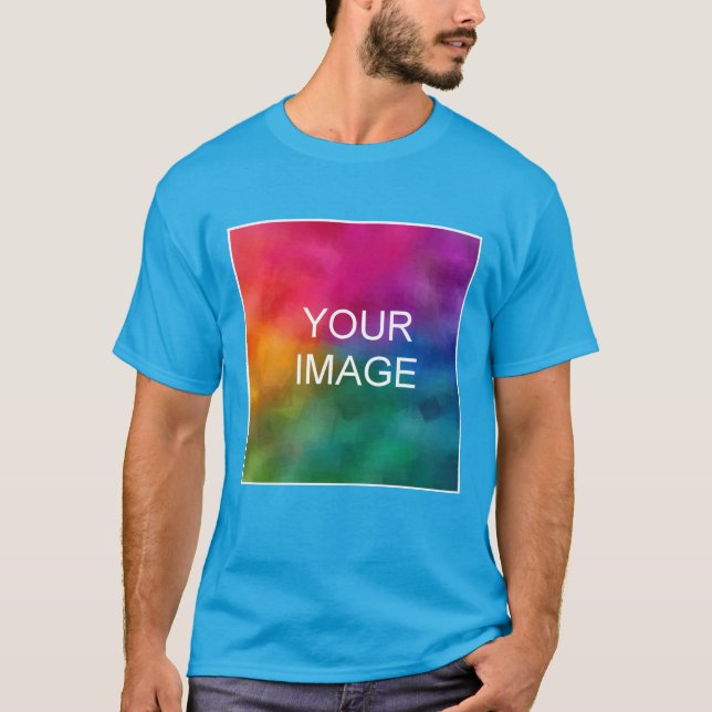 Anpassbare Aquamarine Blue-Add-Image-Logos T-Shirt (Vorderseite)