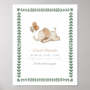 Anpassbare Aquarell-Elefanten-Babyzimmer für Junge Poster