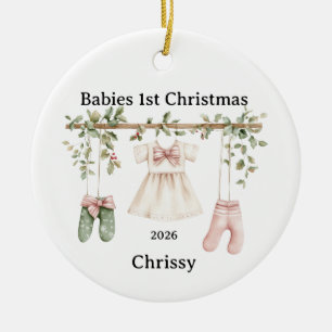 Anpassbare Babys 1. Weihnachten für Mädchen Keramik Ornament