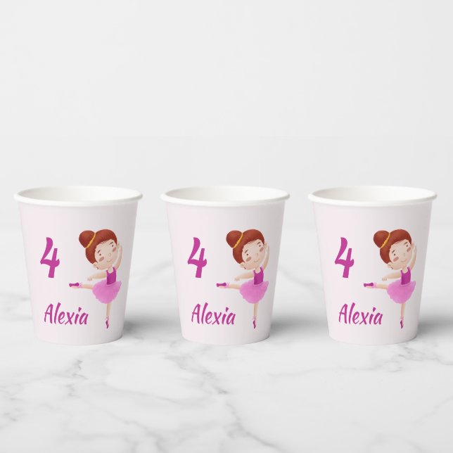 Anpassbare Ballet Paper Cups mit Name & Alter Pappbecher (Multi)