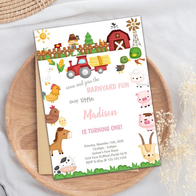 Anpassbare Barnyard Geburtstagseinladungen Einladung (Barnyard birthday invitations)