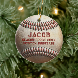 Anpassbare Baseball-Spielernamen Weihnachten der K Keramik Ornament