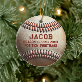 Anpassbare Baseball-Spielernamen Weihnachten der K Keramik Ornament