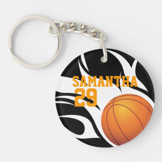 Anpassbare Basketball-Basketball Schwarz und Weiß Schlüsselanhänger