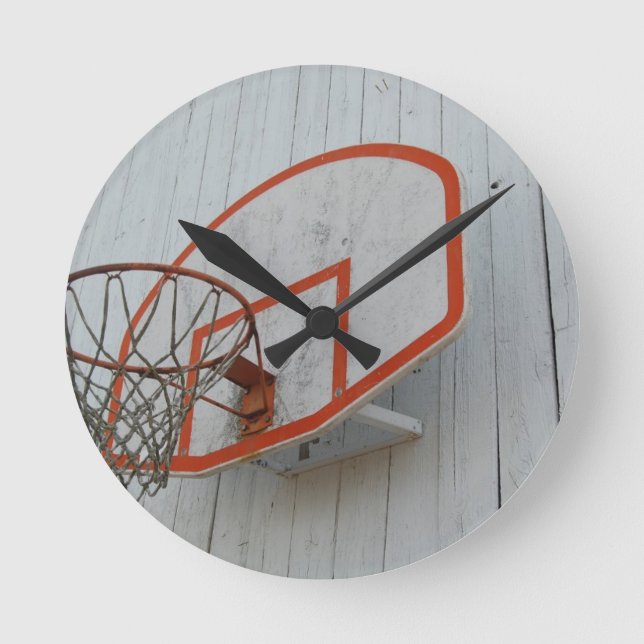 Anpassbare Basketball-Hoop-Gestaltung Runde Wanduhr (Vorderseite)