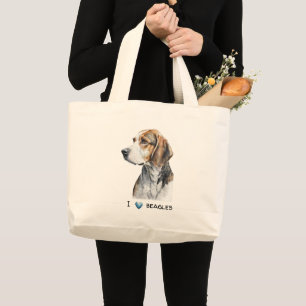 Anpassbare Beagle-Leinwand-Tasche Jumbo Stoffbeutel