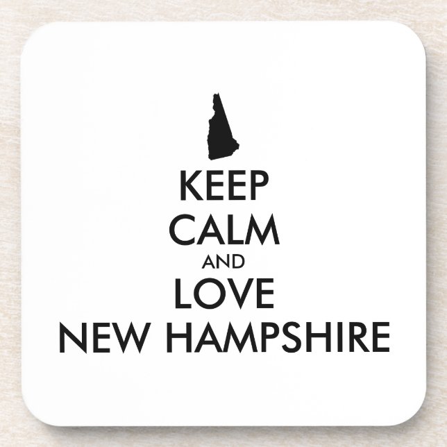 Anpassbare BEHALT-CALM und LIEBE NEU HAMPSHIRE Getränkeuntersetzer (Vorderseite)