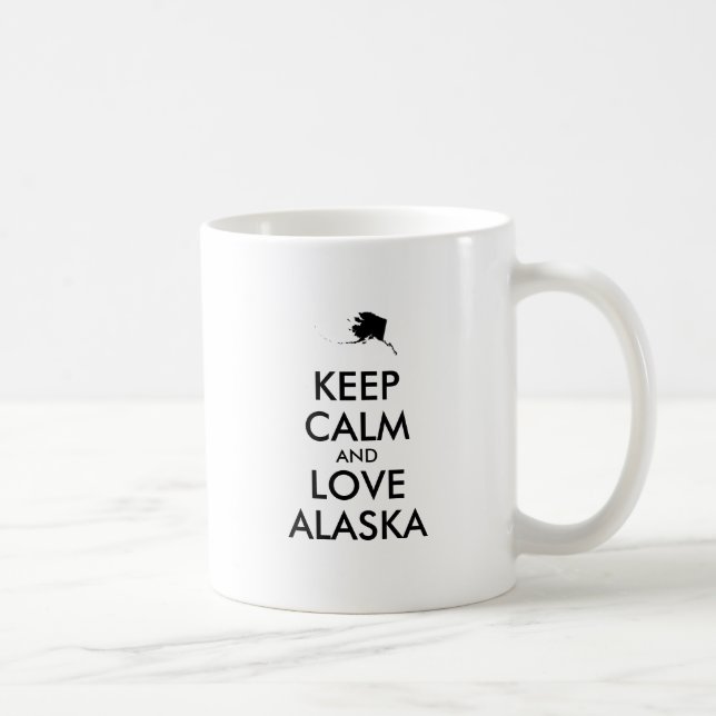 Anpassbare BEHALTEN CALM und LIEBE ALASKA Kaffeetasse (Rechts)
