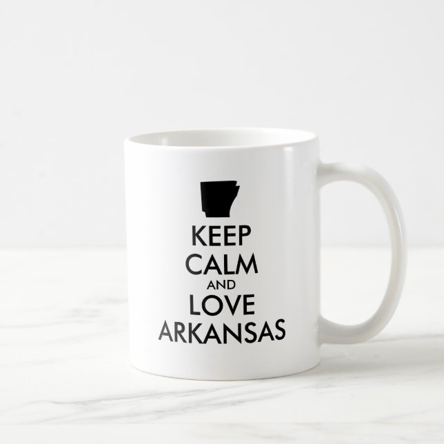 Anpassbare BEHALTEN CALM und LIEBE ARKANSAS Kaffeetasse (Rechts)