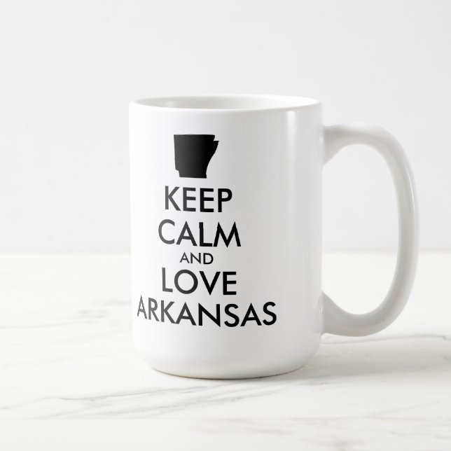 Anpassbare BEHALTEN CALM und LIEBE ARKANSAS Kaffeetasse (Rechts)