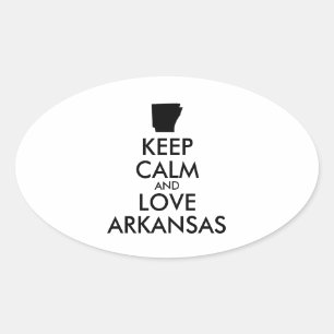 Anpassbare BEHALTEN CALM und LIEBE ARKANSAS Ovaler Aufkleber