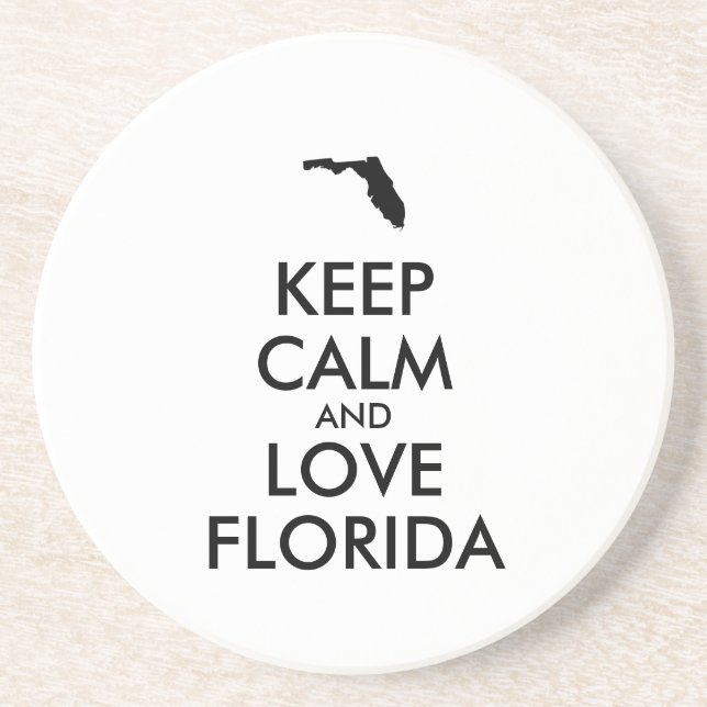 Anpassbare BEHALTEN CALM und LIEBE FLORIDA Sandstein Untersetzer (Vorne)