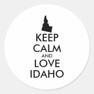 Anpassbare BEHALTEN CALM und LIEBE IDAHO Runder Aufkleber