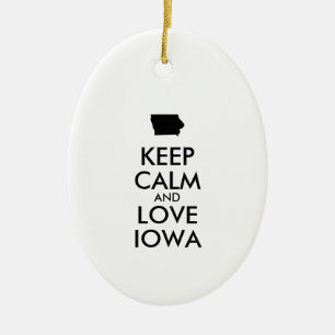 Anpassbare BEHALTEN CALM und LIEBE IOWA Keramik Ornament