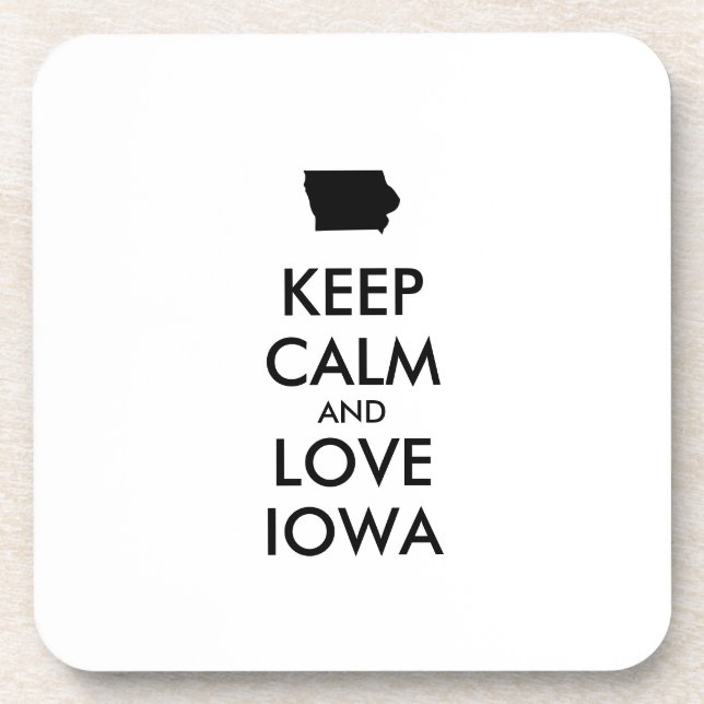 Anpassbare BEHALTEN CALM und LIEBE IOWA Untersetzer (Vorderseite)