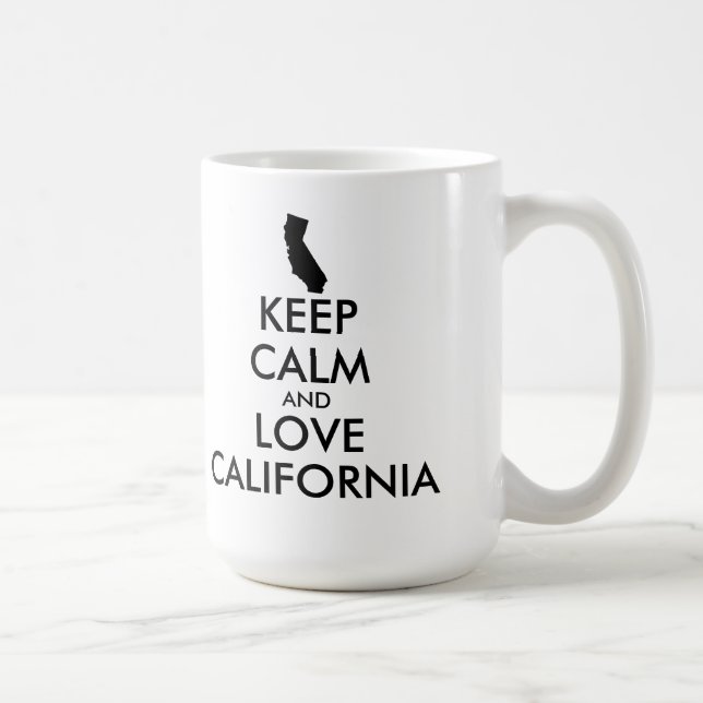Anpassbare BEHALTEN CALM und LIEBE KALIFORNIEN Kaffeetasse (Rechts)