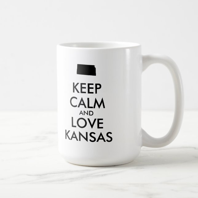 Anpassbare BEHALTEN CALM und LIEBE KANSAS Tasse (Rechts)